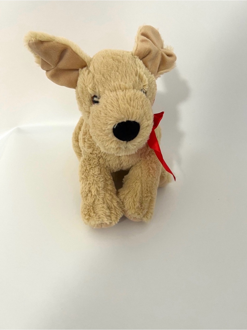Melissa & Doug Beige Plush Puppy Dog Toy with Red Bow